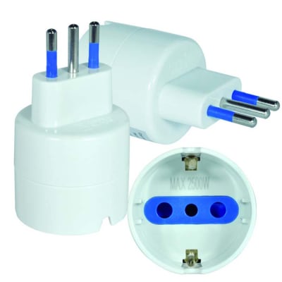 ENCHUFE MACHO ADAPTADOR SCHUCKO CON PROTECTOR A 2500W BLANCO LEXO1