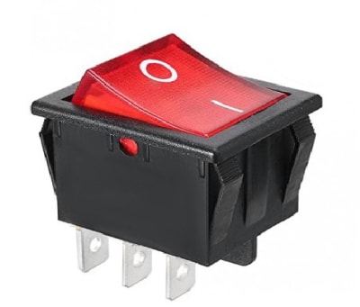 INTERRUPTOR MAQUINA 6 PATAS C/PILOTO ROJO 16A 3 POSICIONES ON ON1