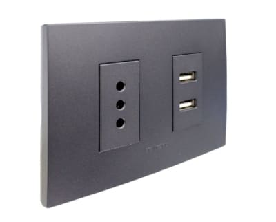 ENCHUFE SENCILLO 10A + TOMA USB TIPO A GRAFITO1