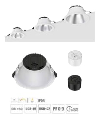 FOCO EMB LED 8W CCT IP54 DOWNLIGHT VIDRIO RETRAIDO BLANCO 15X65MM