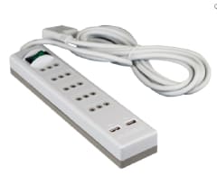 ALARGADOR 3 MTS 5POSICON 2 USB NEGRO/GRIS
