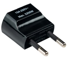 ENCHUFE MACHO ADAPTADOR AMERICANO 10A USA/EUROPA NEGRO