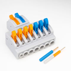 CONECTOR ELECTRICO CLIP S6 2 PIN X 6 PIN X LADOS GRIS PATA NARANJA