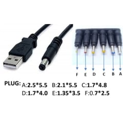 CABLE USB MACHO CON 6 TERMINALES DE TRANSFORMADOR