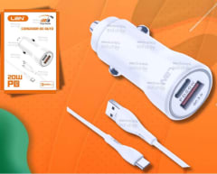 CARGADOR AUTO 12V INPUT SALIDA USB + C 20W C/CABLE