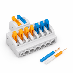 CONECTOR ELECTRICO CLIP S6 2 PIN X 6 PIN X LADOS GRIS PATA NARANJA