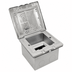 CAJA 3 PTO EMB PISO ACERO CEPILLADO IP55 COMPATIBLE MOSAIC S/MOD
