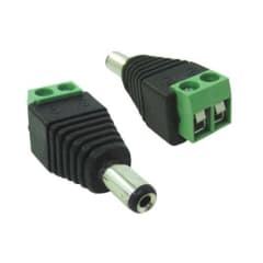 CONECTOR MACHO PLUG DC 2.5X5.5MM A REGLETA 2 PIN NEGRO VERDE