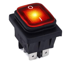 INTERRUPTOR 4 PATAS 20A C/PILOTO WATERPROOF IP65 ROJO