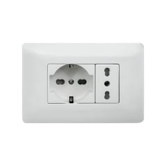 ENCHUFE SCHUCKO SENCILLO 16A + ENCHUFE SENCILLO 10/16A BLANCO