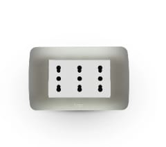ENCHUFE TRIPLEX 10/16A PLATA BLANCO