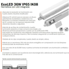 EQUIPO ESTANCO 36W 4000° IP65 ARMADO IK08 OPAL