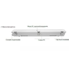 EQUIPO ESTANCO 34W 4800LM AJUSTABLE NEUTRO FRIO O CALIDO IP66 IK08 C/KIT DE EMERGENCIA TORNADO