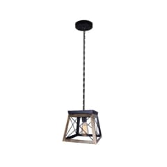 LAMPARA COLGANTE E27 MADERA METAL