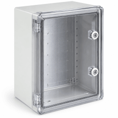 TABLERO PLASTICO 350X250X150 IP65 (25X35X15) PTA TRANSPARENTE