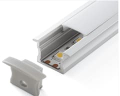 PERFIL ALUMINIO U 17X14.5MM EMBUTIDO OPAL P/CINTA LED 2 METROS