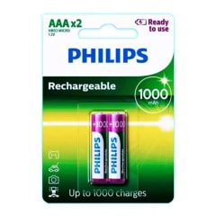 PILA AAA RECARGABLE 1000 MAH PACK 2 UNID PHILLIPS