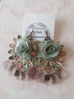 Aros Pasamanería Flor verde1