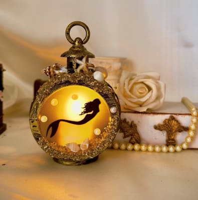 Farol redondo Sirena negro dorado1