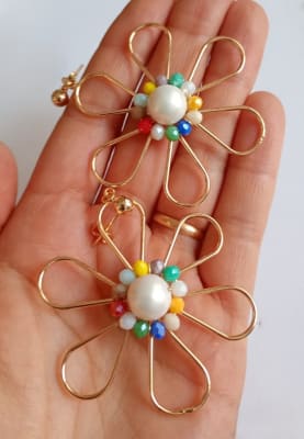 Aros Maxi flor perla y colores1