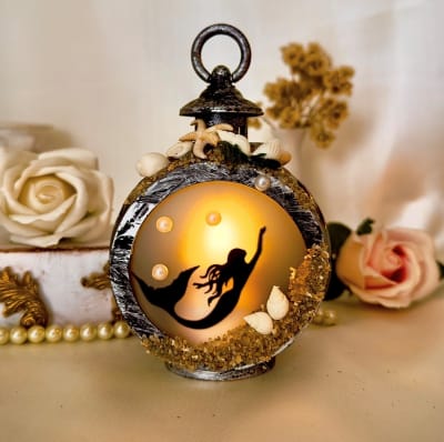 Farol redondo Sirena negro plateado1