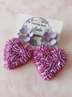 Aros Corazón lentejuelas1