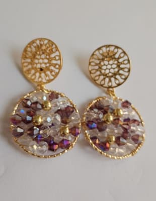 Aros Esfera Piedras lila1