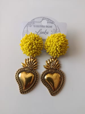 Aros Mostacilla Corazón Mexicano amarillo1