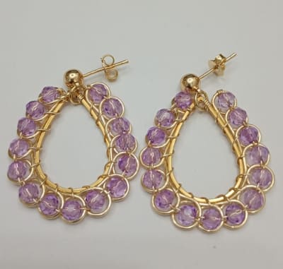 Aros Gota Piedras lila1