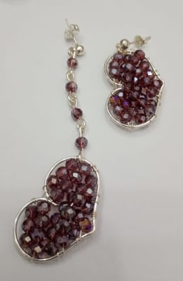 Aros Corazón Asimétrico lila1