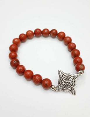 Pulsera Nudo Bruja Jaspe rojo1