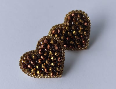 Aros Corazón Topitos dorado oscuro1