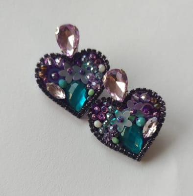 Aros Topito Corazón Gema morado1