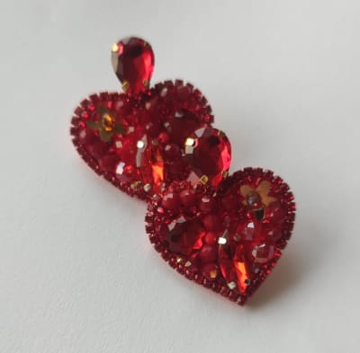 Aros Topito Corazón Gema rojo 21