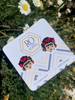 Aros mini Frida Flores rojas1