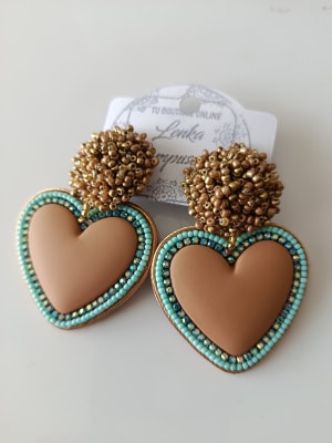 Aros Corazón mostacilla café1