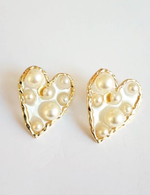 Aros Corazón perla1