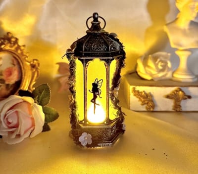 Farol vintage decorado negro y plata1