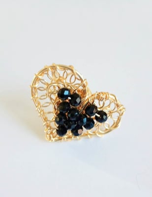 Anillo Corazón negro  maj1