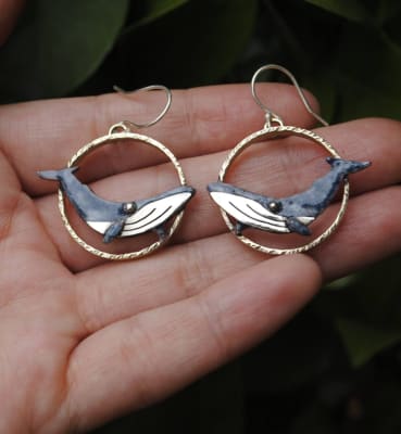 Aros Ballena Azul Argolla de Bronce1
