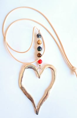 Collar largo corazón plateado1