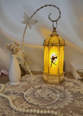 Pedestal + farol vintage blanco y plata1