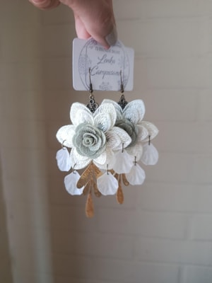 Aros pasamanería flor verde 21