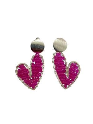 Aros Maxi Corazón plata fucsia1