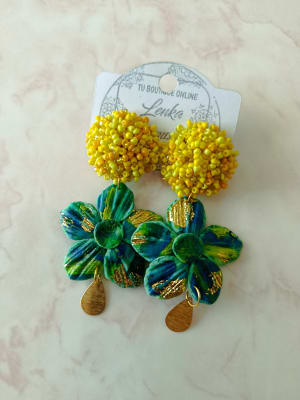 Aros mostacillas flor verde1