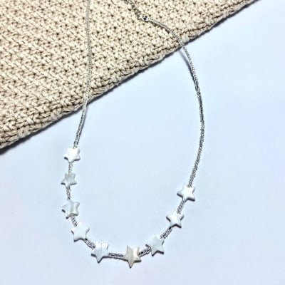 Collar Concha estrella plateado1