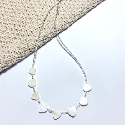 Collar Concha corazón plateado1