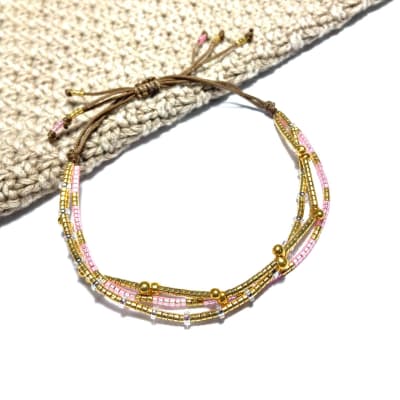 Pulsera triple mix rosa1