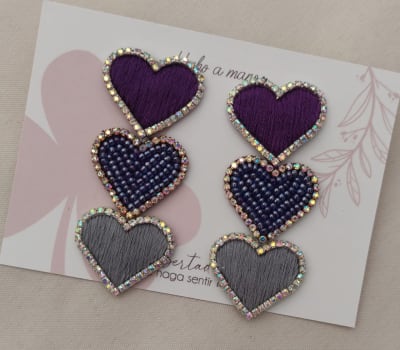 Aros Corazón triple morado1