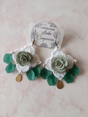 Aros crochet flor verde1